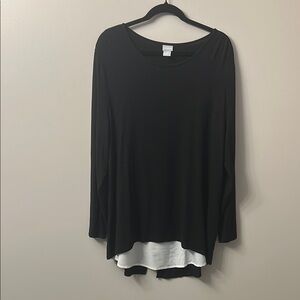 Chico's Black and off White Asymmetrical Long Sleeve Tunic